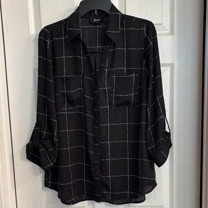 Elegant Black Grid Pattern Blouse